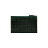 BALENCIAGA CASH LARGE COIN & CASH HOLDER SEMI MATTE CROC EMBOSSED CALF - FOREST GREEN/L WHITE