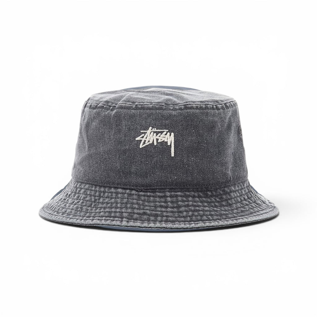 STÜSSY  WASHED BUCKET HAT - CHARCOAL