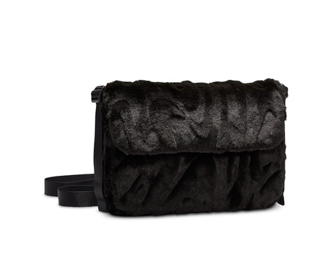 NIKE SPORTSWEAR FUTURA 365 FAUX FUR CROSSBODY BAG - BLACK/BLACK/BLACK
