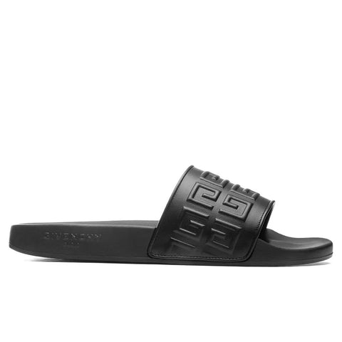 GIVENCHY LEATHER  SLIDE 4G SANDALS - BLACK