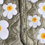 READYMADE LINER JACKET WITH FLORAL APPLIQUÉ - KHAKI