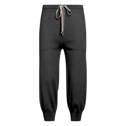 RICK OWENS BOILED WOOL KNIT PANT - BLACK