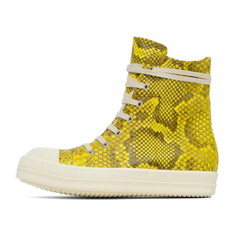 RICK OWENS PYTHON LEATHER SNEAKER - LEMON/MILK