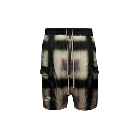 RICK OWENS CARGO BELA SHORT - BLACK PLAID