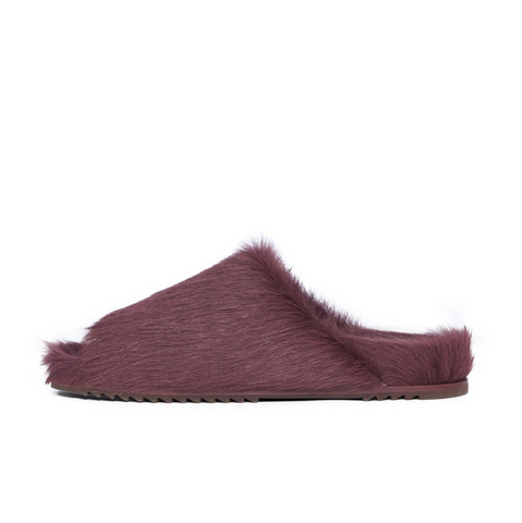 RICK OWENS FUR GRANOLAS SLIDE  - AMETHYST