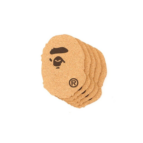 A BATHING APE APE HEAD CORK COASTER - BEIGE