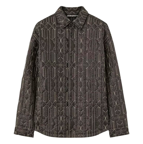 PALM ANGELS ALL MONOGRAM QUILTED OVER SHIRT - ANTHRACITE