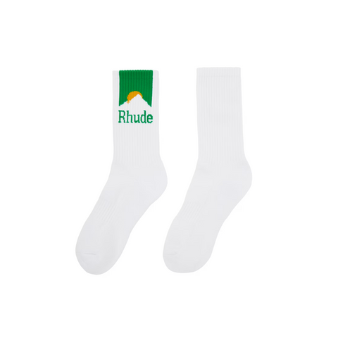 RHUDE MOONLIGHT SOCK - WHITE/GREEN/YELLOW
