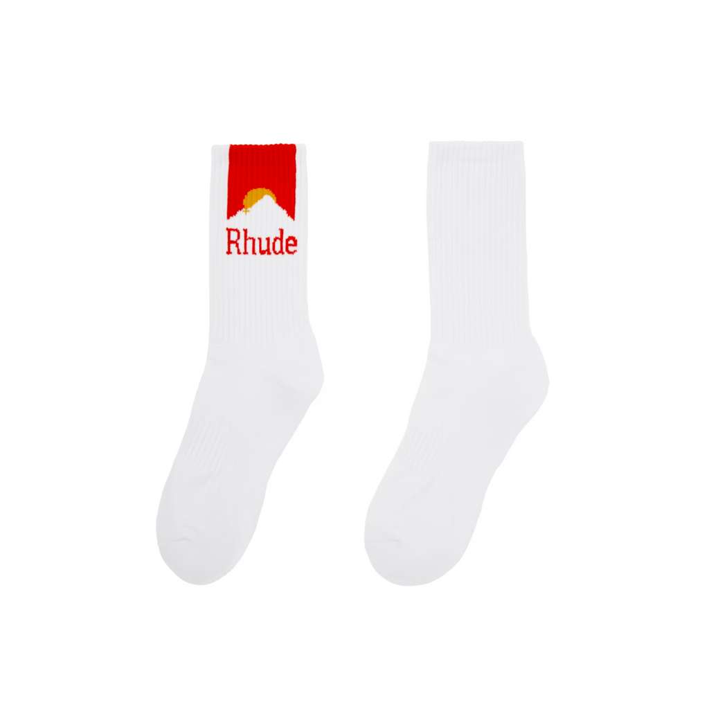RHUDE MOONLIGHT SOCK - WHITE/RED/YELLOW