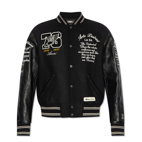 AMIRI OVERSIZED EAGLE VARSITY JACKET - BLACK