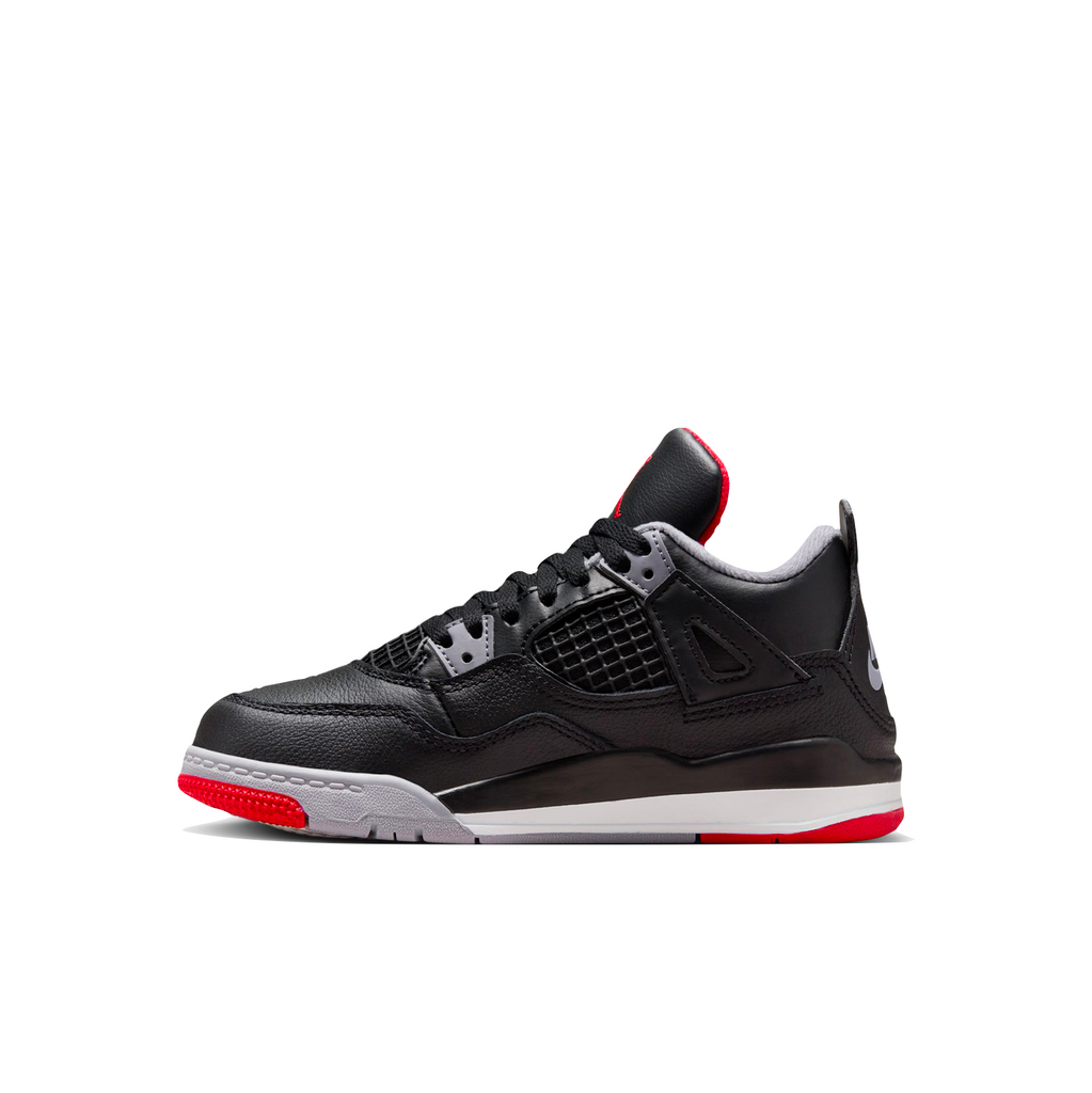 AIR JORDAN 4 RETRO "BRED REIMAGINED" PS - BLACK/FIRE RED-CEMENT GREY-SUMMIT WHITE