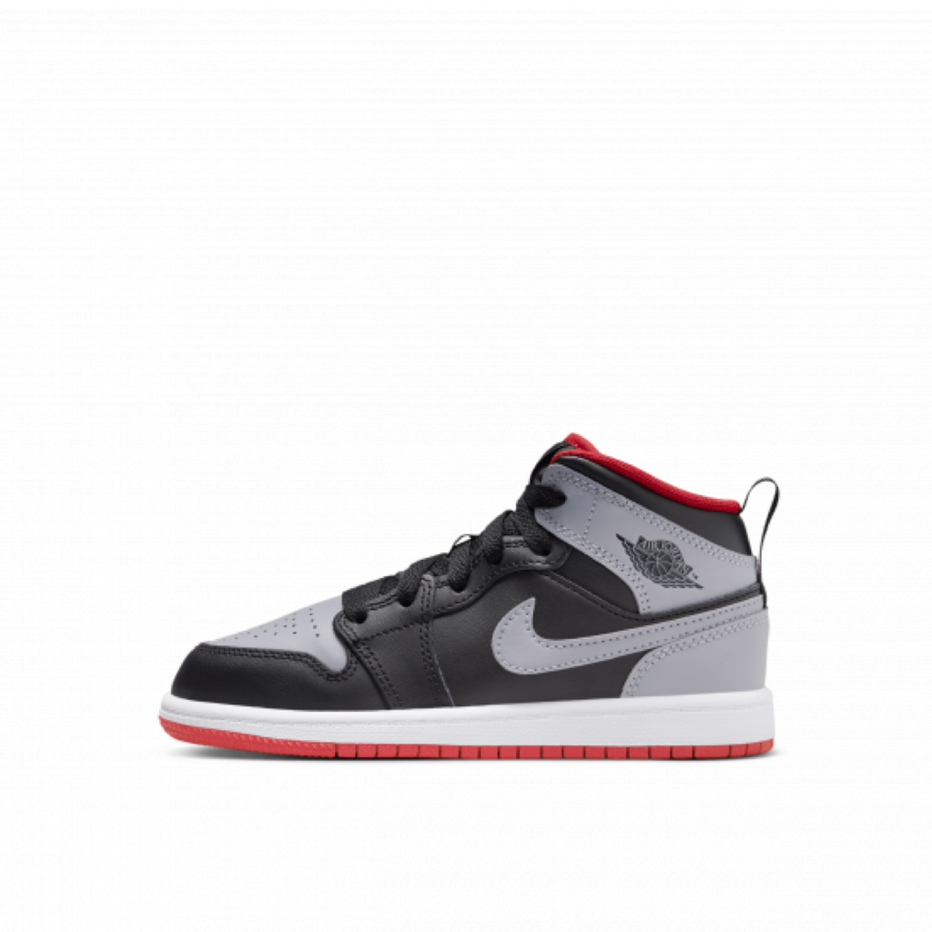 AIR JORDAN 1 MID PS - BLACK/CEMENT GREY-FIRE RED-WHITE