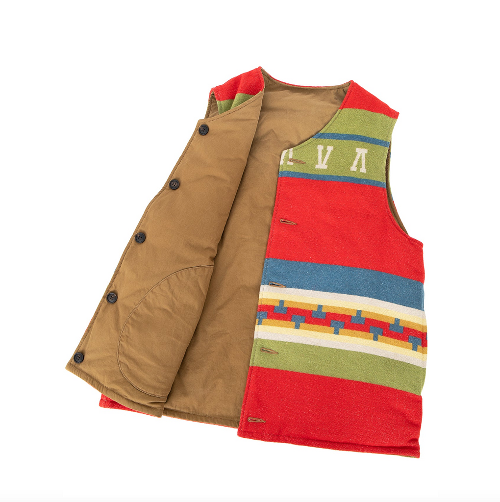 VISVIM KORA REVERSIBLE DOWN VEST - RED