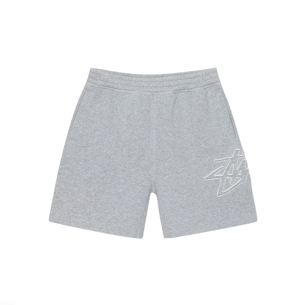 STÜSSY FLEECE TONAL APPLIQUE  SHORT - HEATHER GREY