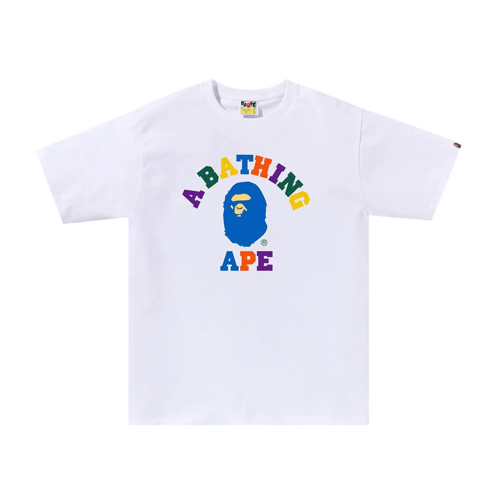 A BATHING APE COLORS COLLEGE TEE - WHITE