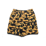 A BATHING APE  1ST CAMO APE HEAD ONE POINT SWEAT SHORTS - YELLOW