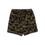 A BATHING APE  1ST CAMO APE HEAD ONE POINT SWEAT SHORTS - GREEN