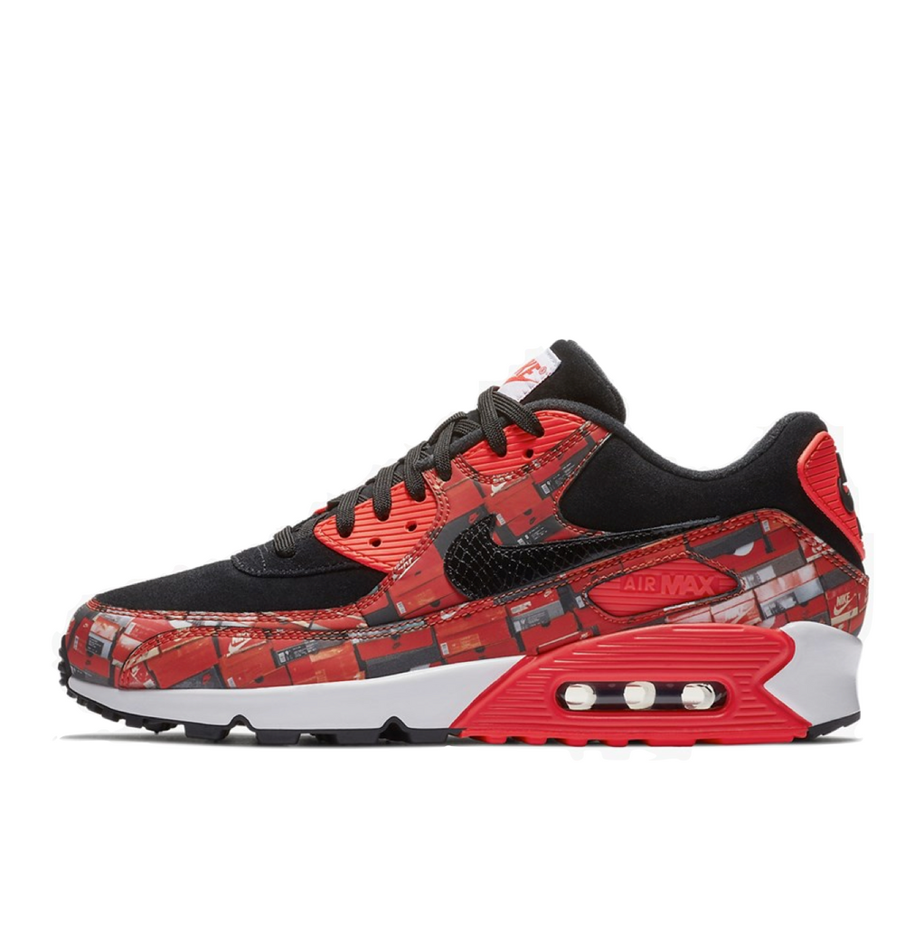 NIKE AIR MAX 90 PRINT - BLACK/BRIGHT CRIMSON-WHITE