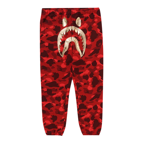 A BATHING APE COLOR CAMO SHARK SWEAT PANTS -  RED