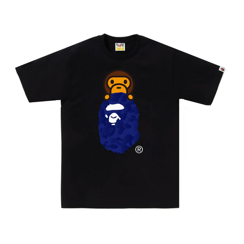 A BATHING APE INK CAMO MILO ON APE HEAD TEE - BLACK