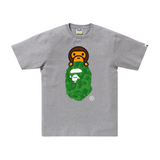 A BATHING APE INK CAMO MILO ON APE HEAD TEE -GRAY