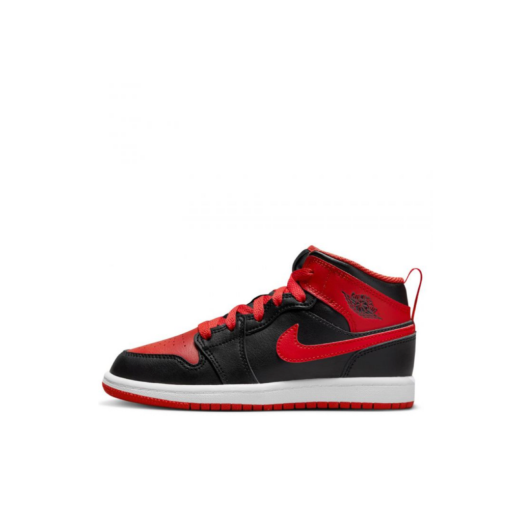 AIR JORDAN 1 MID PS - BLACK/FIRE RED-WHITE