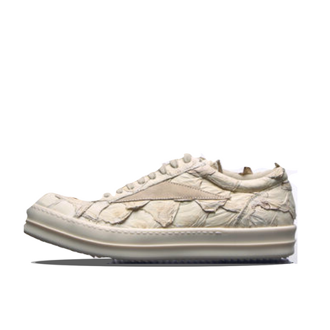 RICK OWENS VINTAGE PIRARUCU SNEAKS LOW- NATURAL/MILK/MILK (FW24)