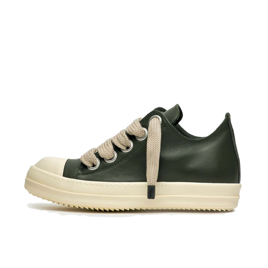 RICK OWENS JUMBO LACED LOW SNEAKS - FOREST/MILK/MILK (FW24)