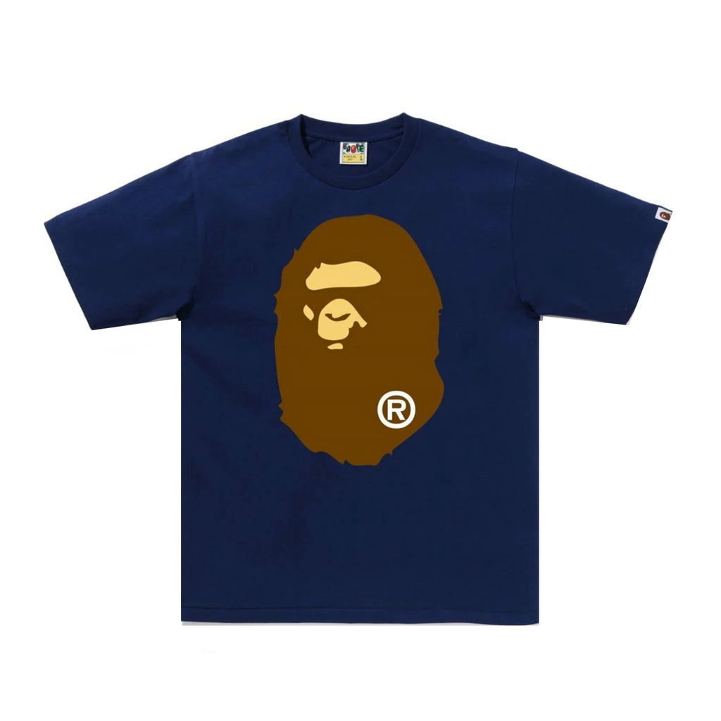 A BATHING APE BIG APE HEAD TEE - NAVY