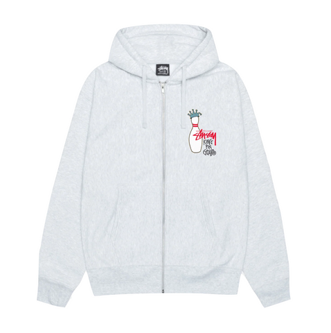 STÜSSY KINGPIN ZIP HOOD - ASH HEATHER