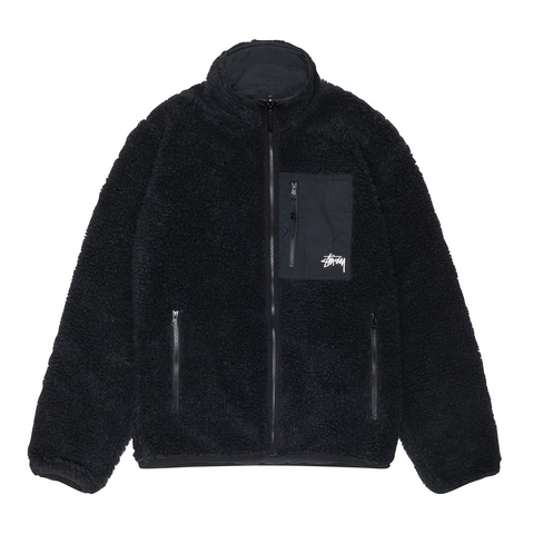 STÜSSY SHERPA REVERSIBLE JACKET - BLACK