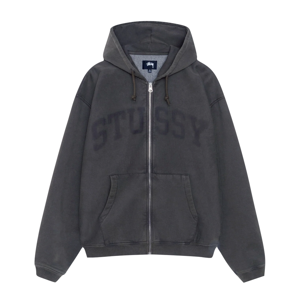 STÜSSY FADED GRAPHIC ZIP HOOD - WASHED BLACK