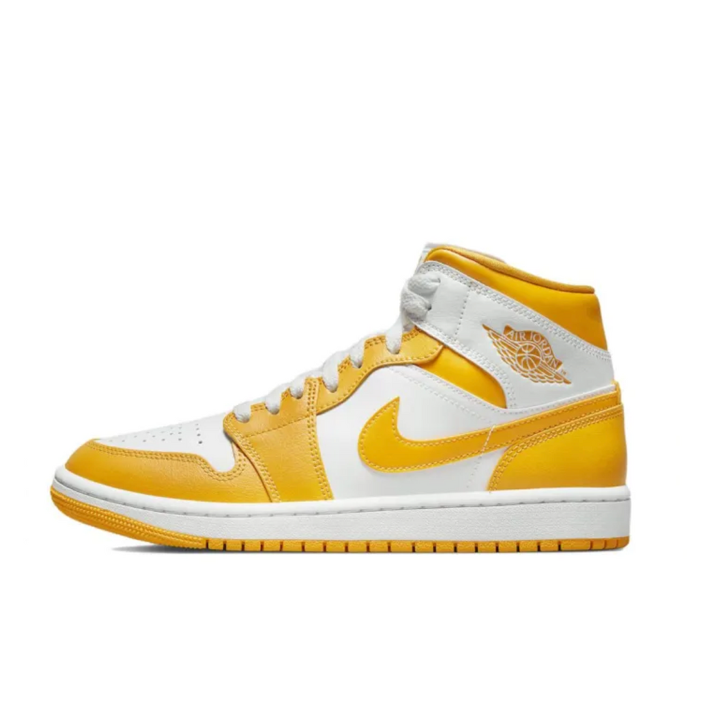 WOMENS AIR JORDAN 1 MID - WHITE/UNIVERSITY GOLD-WHITE