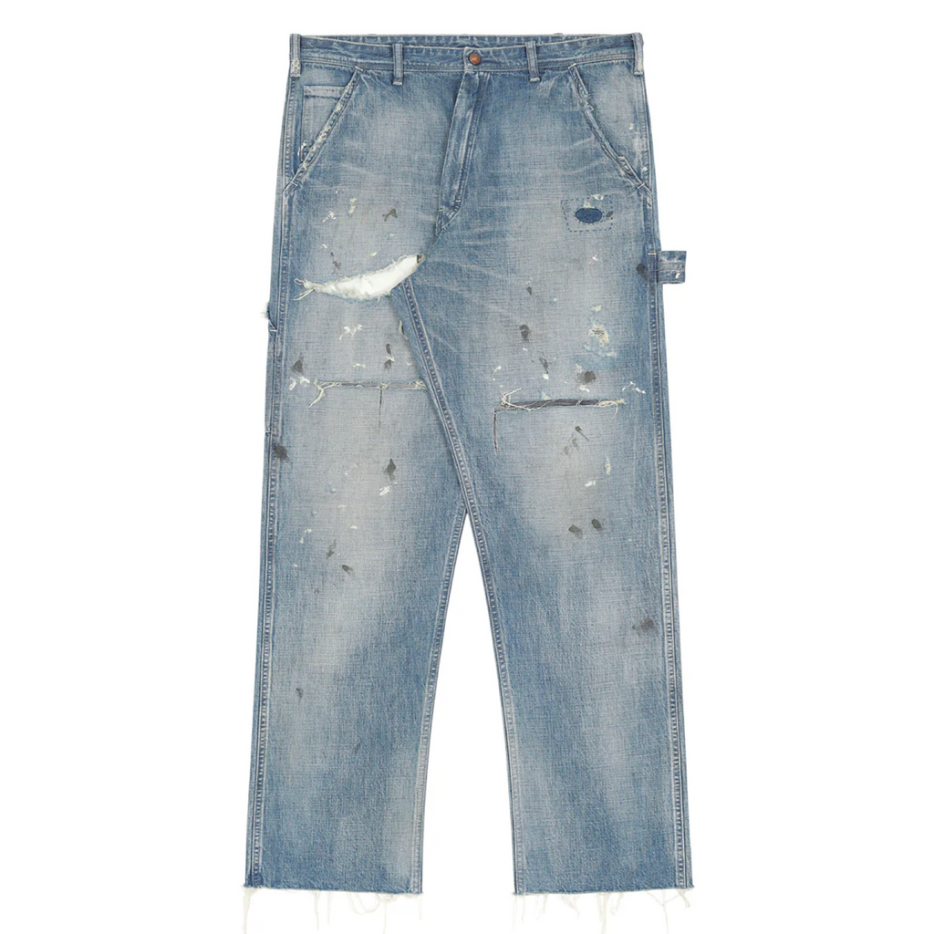 SAINT MICHAEL DENIM PAINTERS PANTS - BLUE