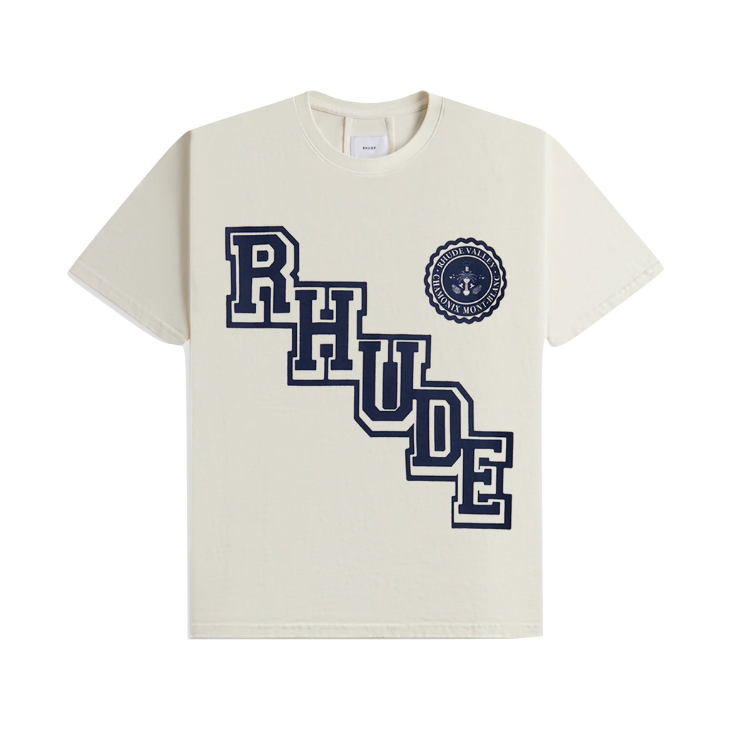 RHUDE COLLEGIATE CREST TEE - VTG WHITE