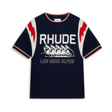 RHUDE LIGHTING RINGER TEE - NAVY/OFFWHITE/RED