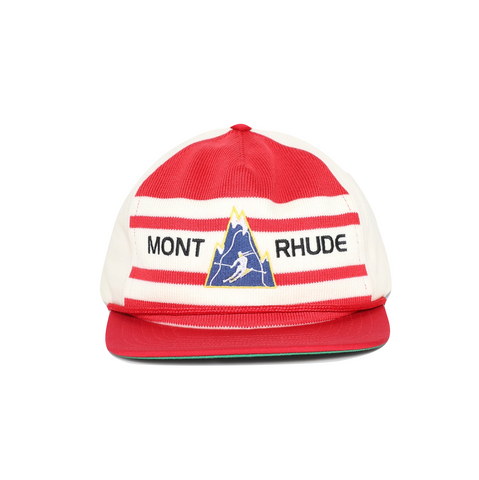 RHUDE MONT STRIPED STRUCTURE HAT - RED/OFFWHITE