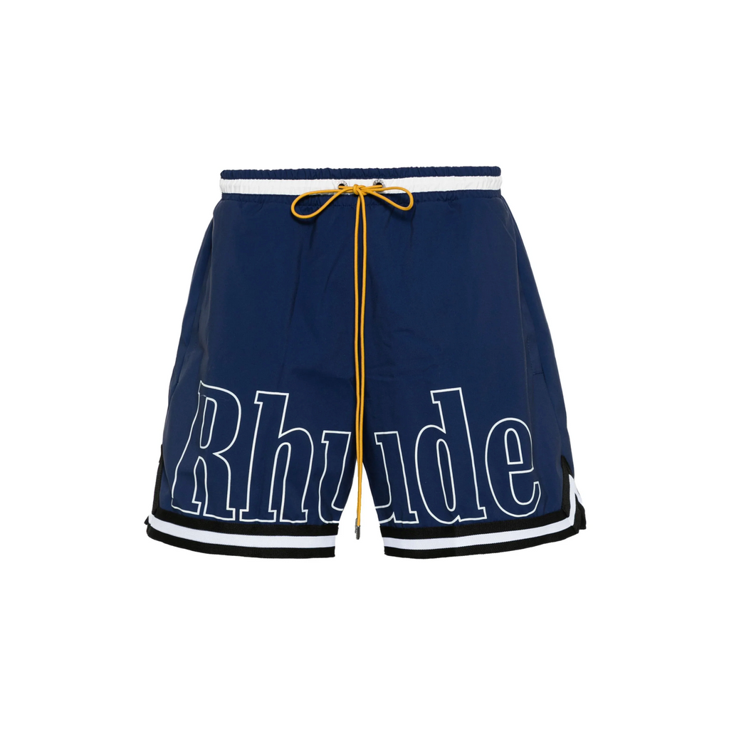 RHUDE BASKETBALL LOGO SWIM SHORT - BLUE/BLACK/WHITE