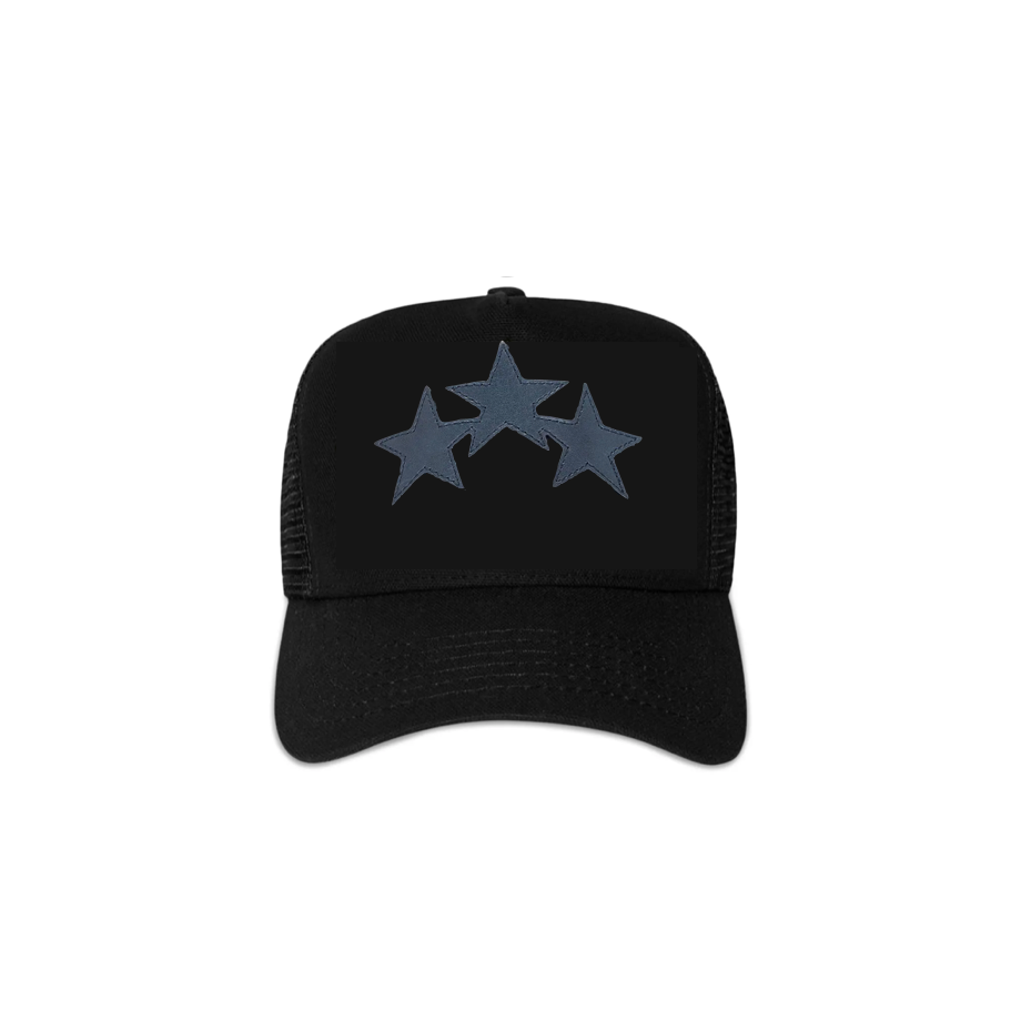 AMIRI 3 STAR TRUCKER HAT - BLACK/POND BLUE