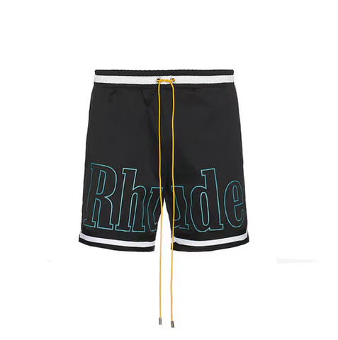 RHUDE LOGO BASKETBALL SWIM SHORTS - BLACK/WHITE/BLUE