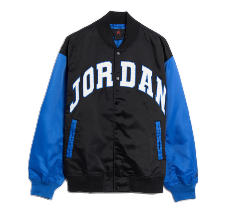 AIR JORDAN BROOKLYN COLLEGIATE VARSITY JACKET - BLACK/STARFISH/BLACK