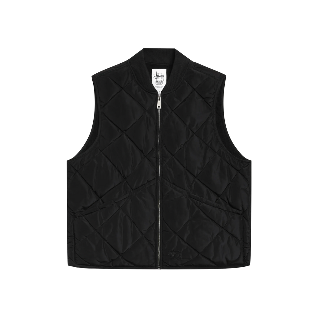 STÜSSY THERMAL LINED QUILTED VEST - BLACK