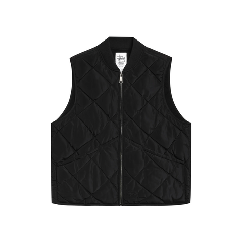 STÜSSY THERMAL LINED QUILTED VEST - BLACK