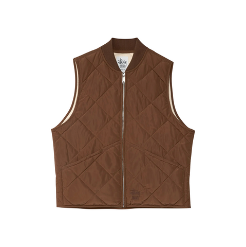 STÜSSY THERMAL LINED QUILTED VEST - BROWN