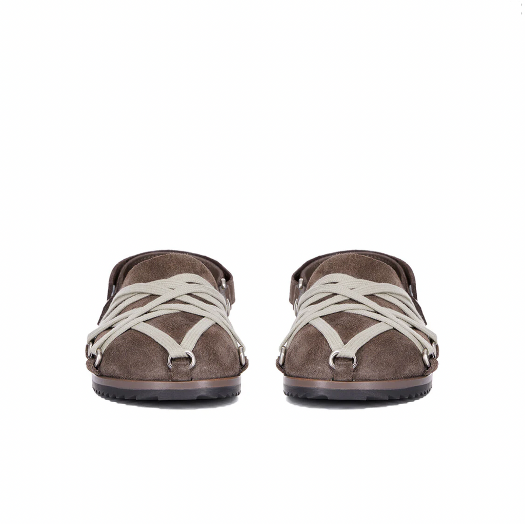 RICK OWENS TEMPLE MEGALACE® MULE GRANOLA IN  SUEDE LEATHER - DUST