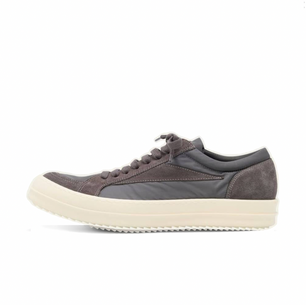 RICK OWENS TEMPLE WOVEN AND LEATHER SHOES - DARK DUST/DARK DUST/MILK