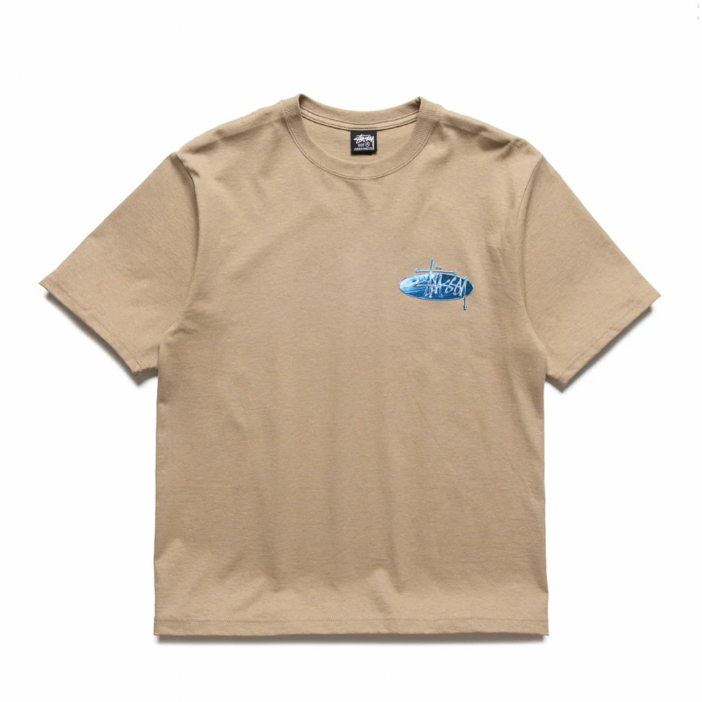 STÜSSY WAVE OVAL  TEE - KHAKI