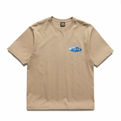 STÜSSY WAVE OVAL  TEE - KHAKI