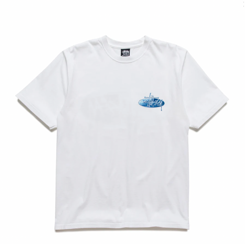 STÜSSY WAVE OVAL  TEE - WHITE