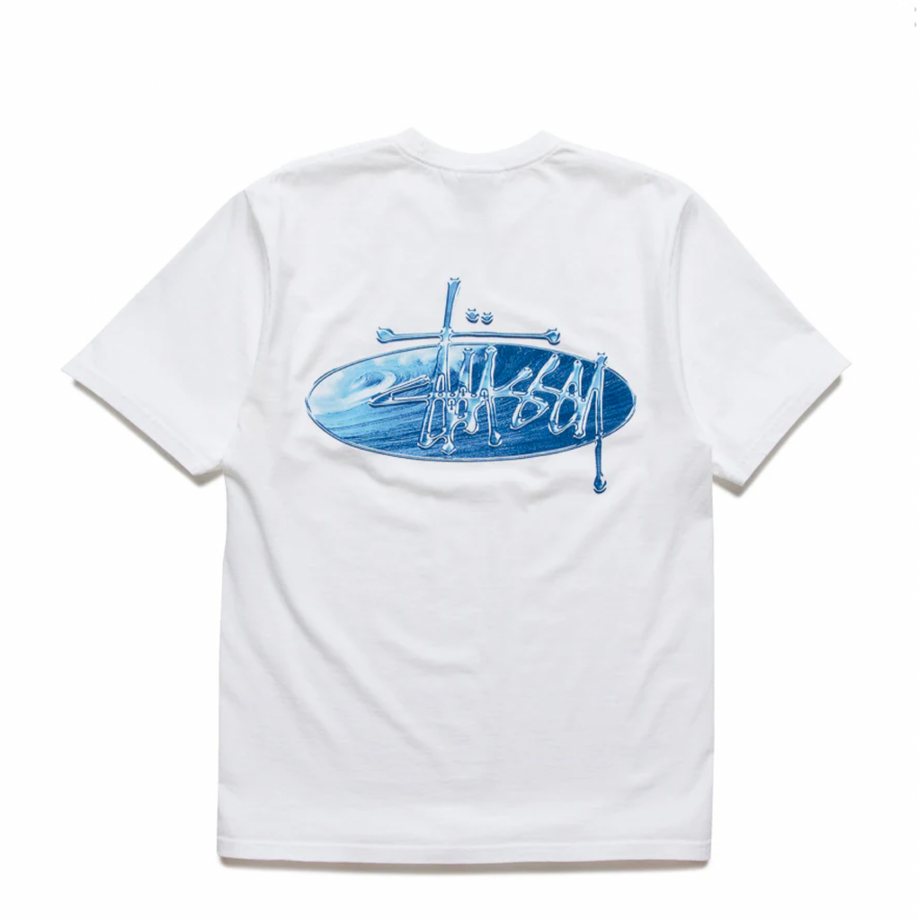 STÜSSY WAVE OVAL  TEE - WHITE